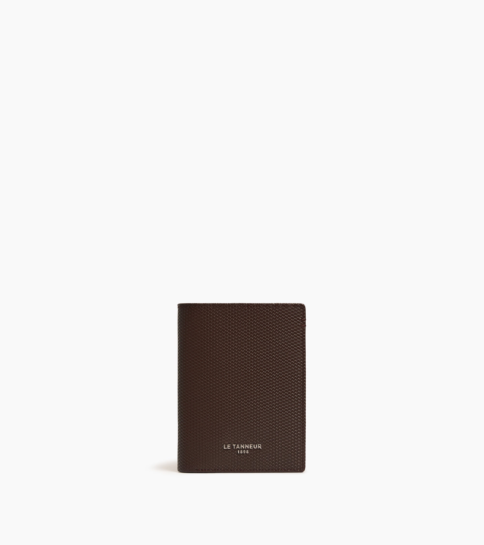 Portefeuille vertical zippé Lucien en cuir signature T