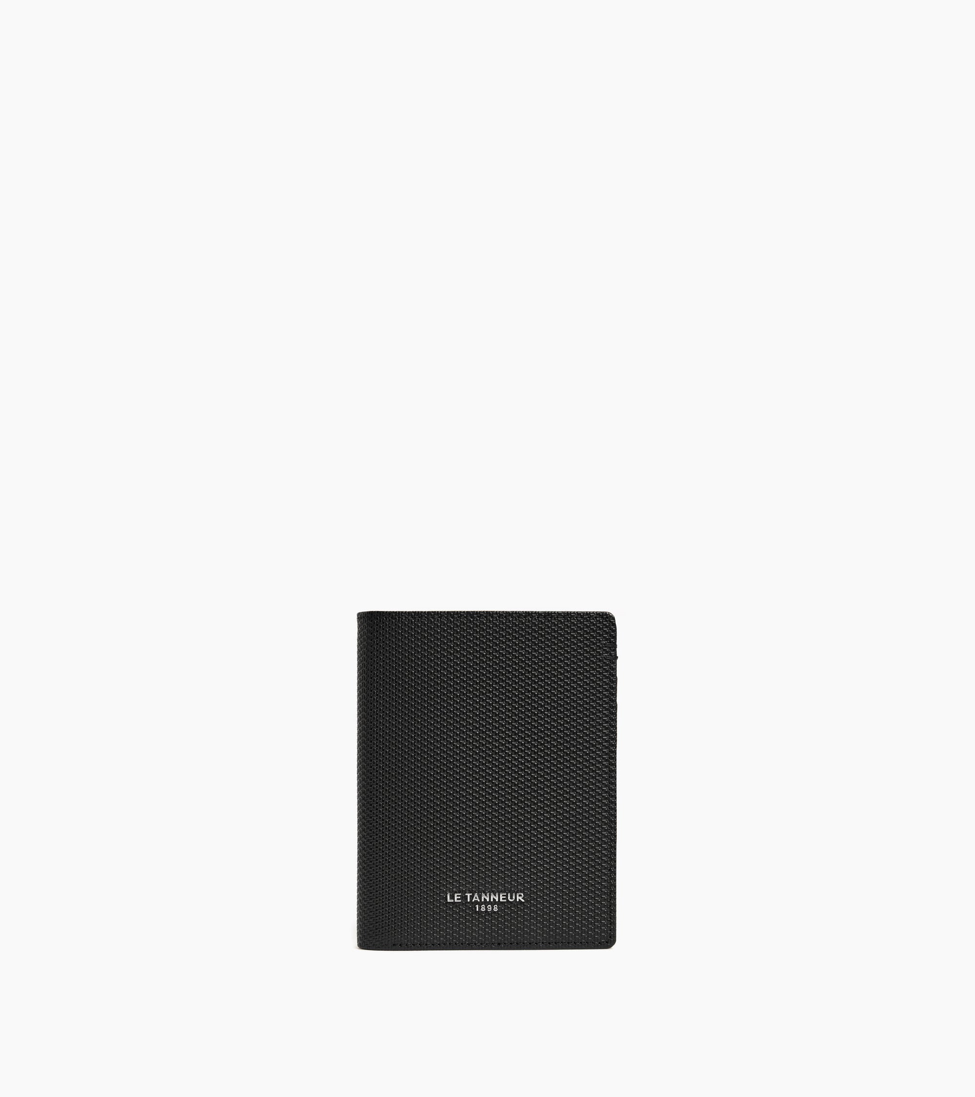 Portefeuille vertical zippé Lucien en cuir signature T