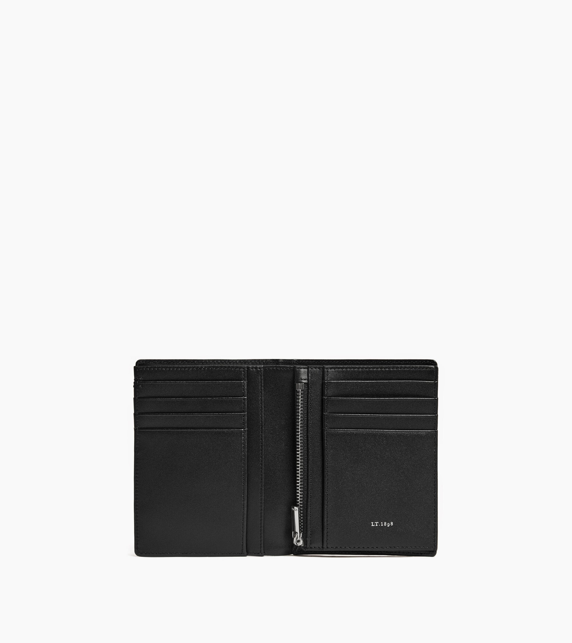 Portefeuille vertical zippé Lucien en cuir signature T