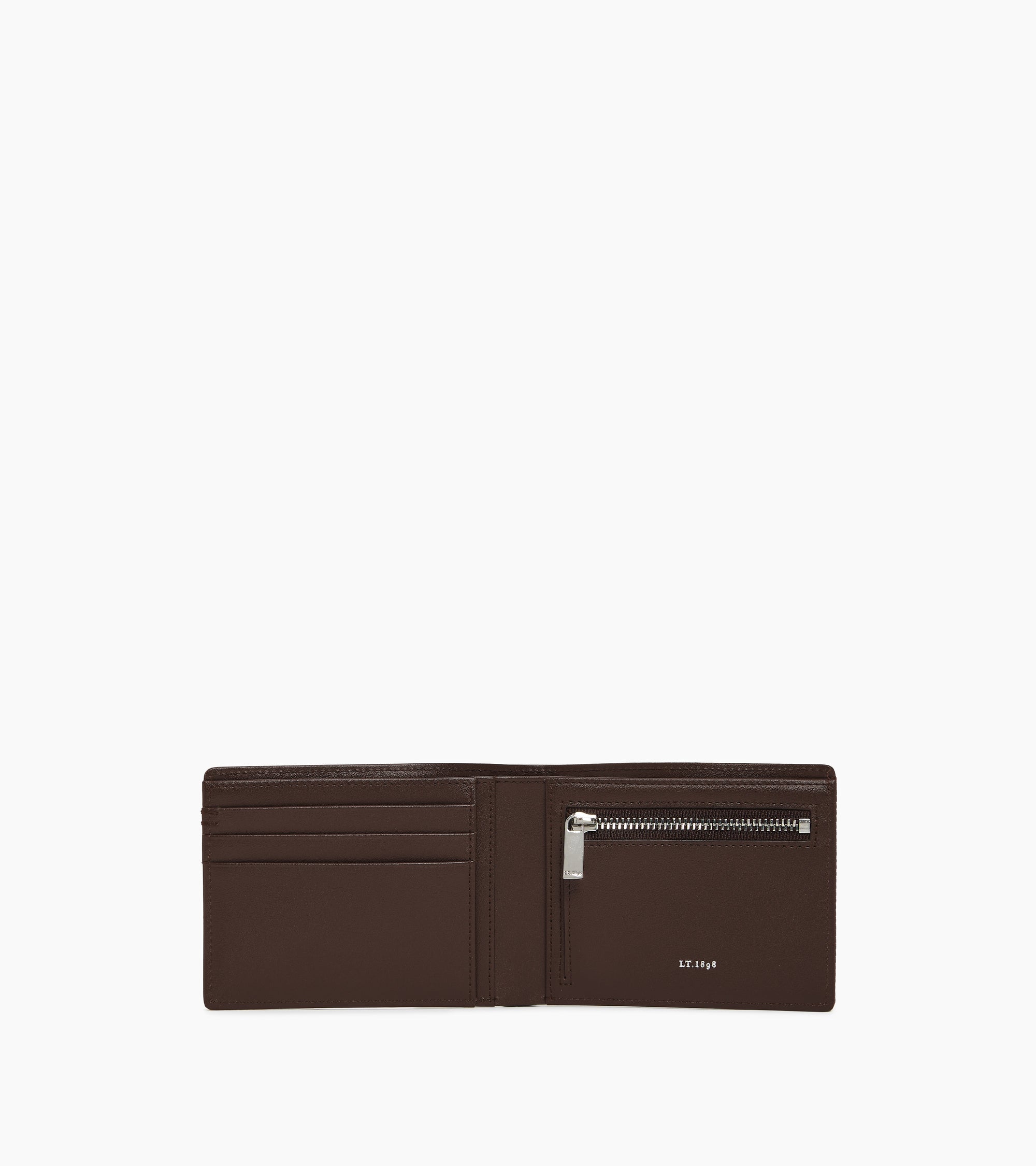 Portefeuille zippé horizontal Lucien en cuir signature T