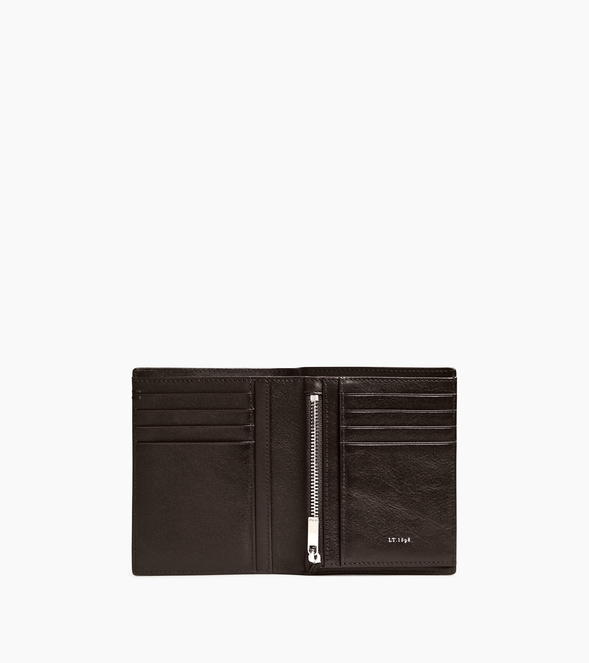 Portefeuille vertical zippé Lucien en cuir huilé