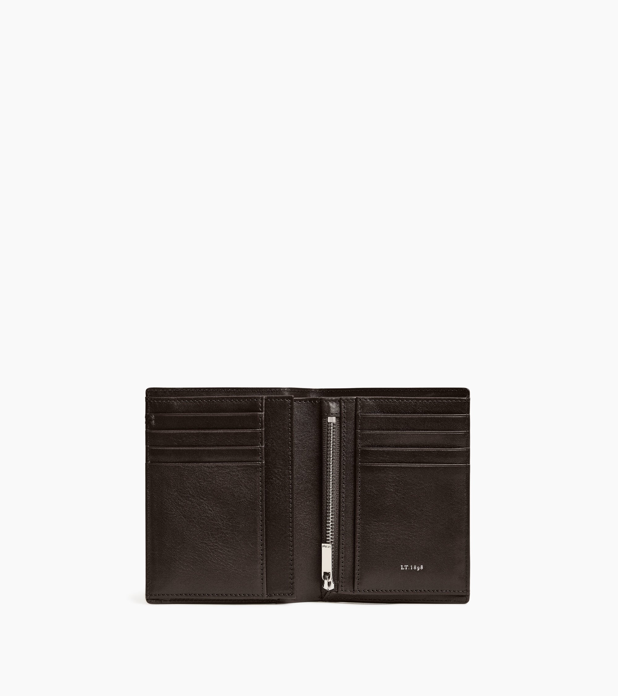Portefeuille vertical moyen modèle zippé 2 volets Lucien en cuir huilé