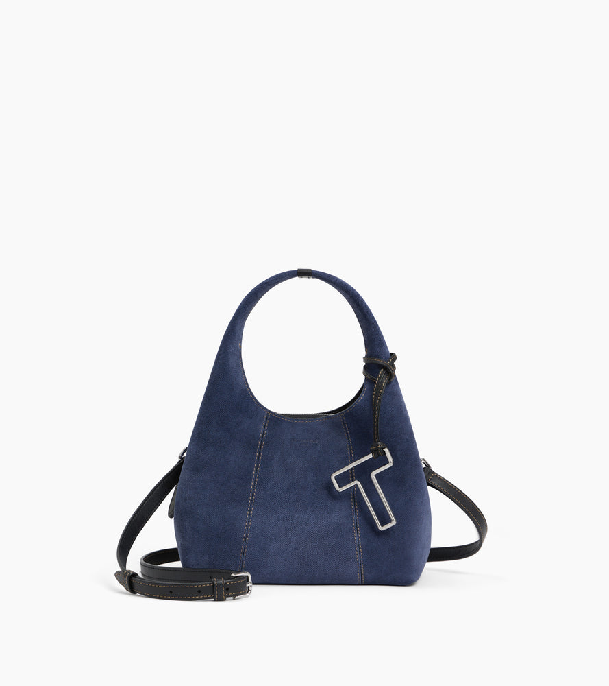 Petit sac à main Juliette en cuir suède effet denim