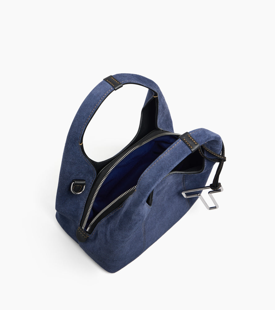 Petit sac à main Juliette en cuir suède effet denim