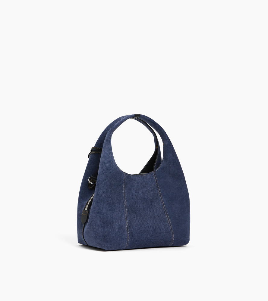 Petit sac à main Juliette en cuir suède effet denim