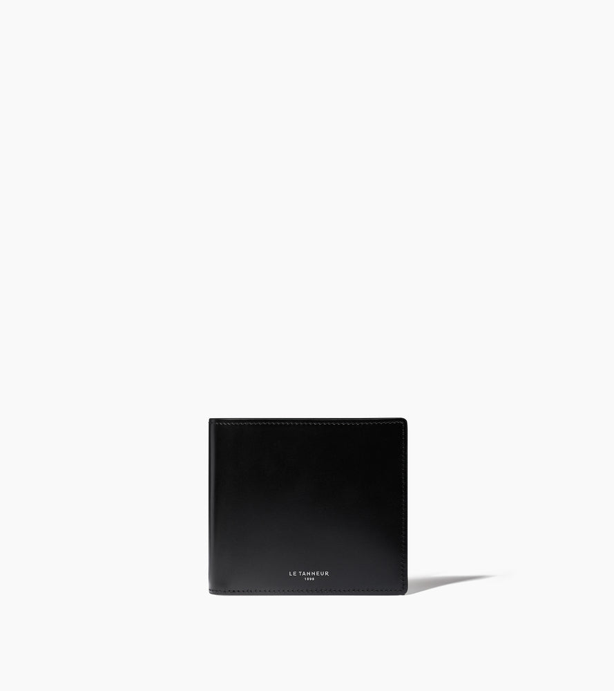 Emile smooth leather box-effect card holder with a pocket for banknotes