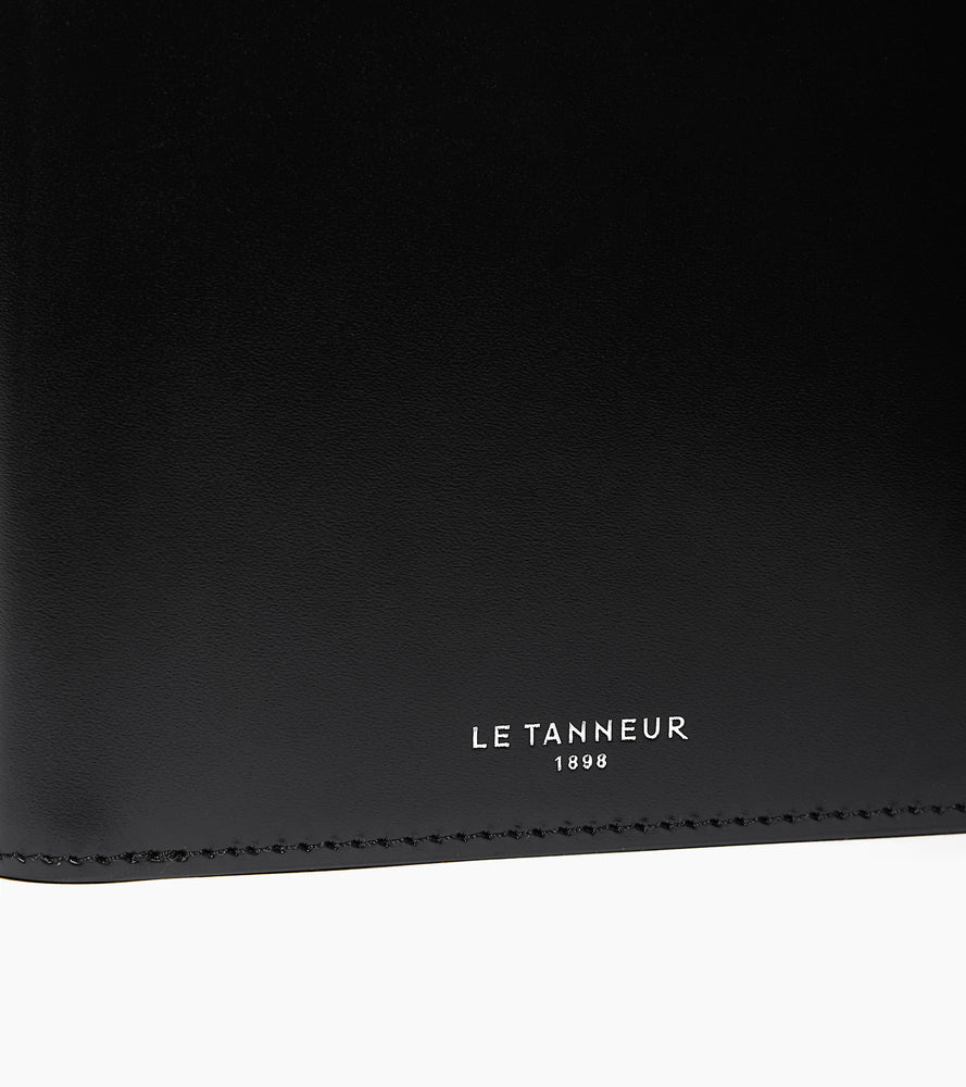 Porte cartes avec poche billets Emile en cuir lisse effet box