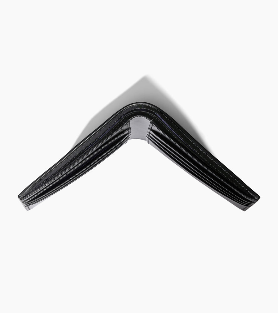 Porte cartes avec poche billets Emile en cuir lisse effet box