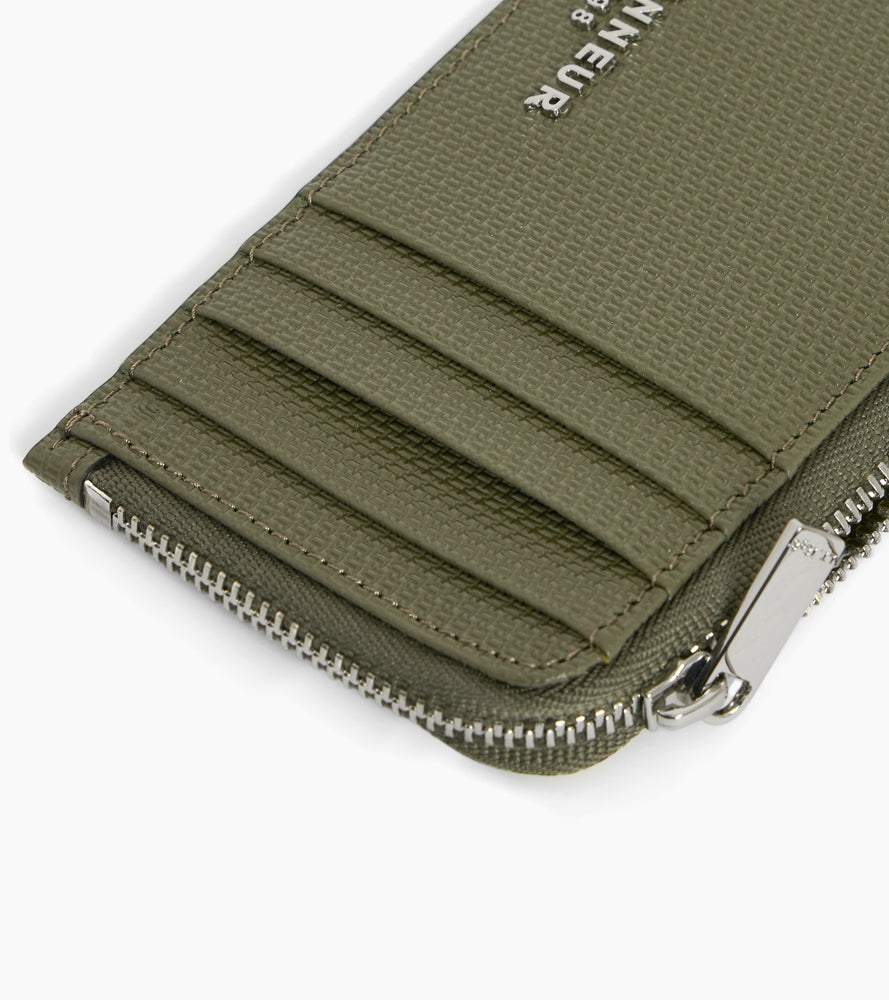 Emile L-zip card holder in signature T leather