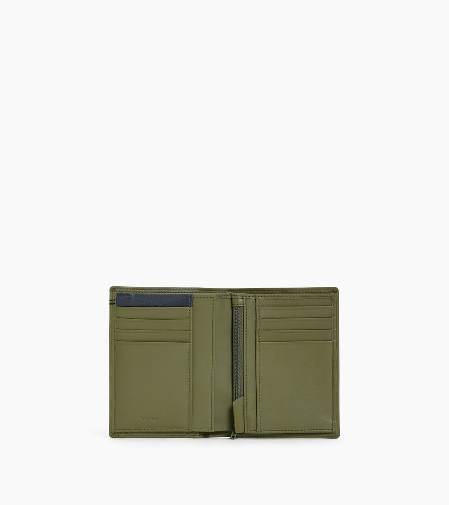 Portefeuille vertical moyen modèle zippé 2 volets Martin en cuir lisse