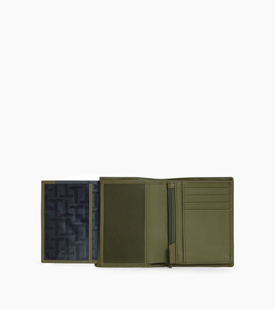 Portefeuille vertical moyen modèle zippé 2 volets Martin en cuir lisse