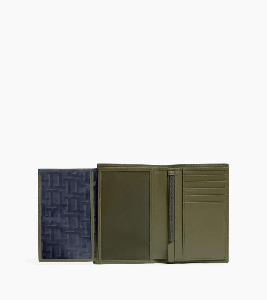 Grand portefeuille vertical zippé 2 volets Martin en cuir lisse