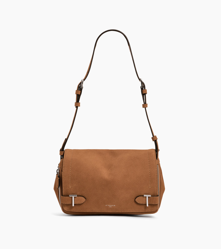 Simone small shoulder bag in grained nubuck leather