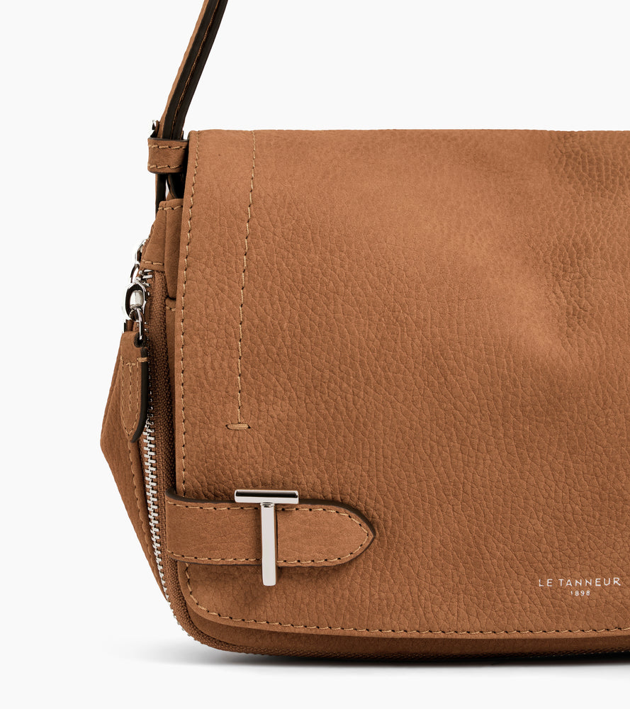 Simone small shoulder bag in grained nubuck leather