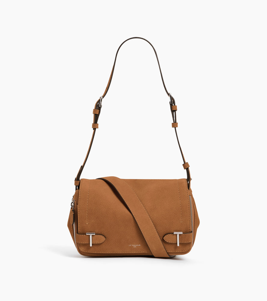 Simone small shoulder bag in grained nubuck leather