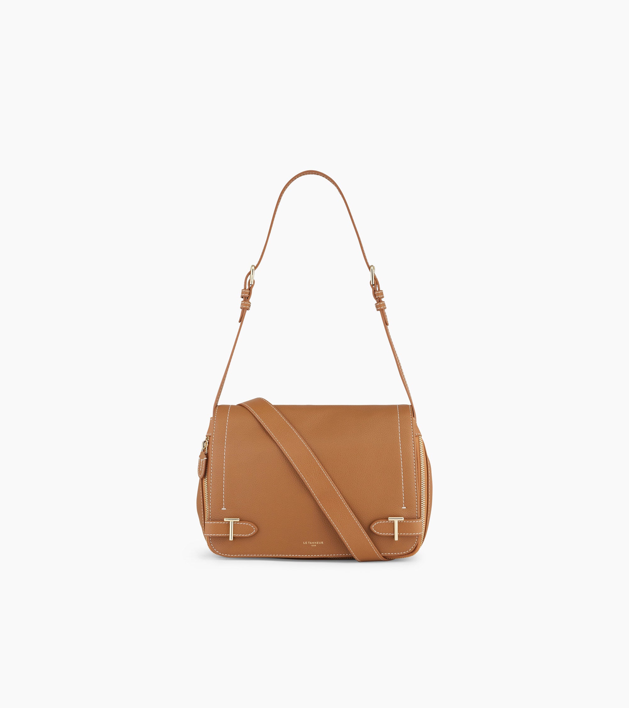 Simone medium-sized bag with crossbody strap in pebbled leather