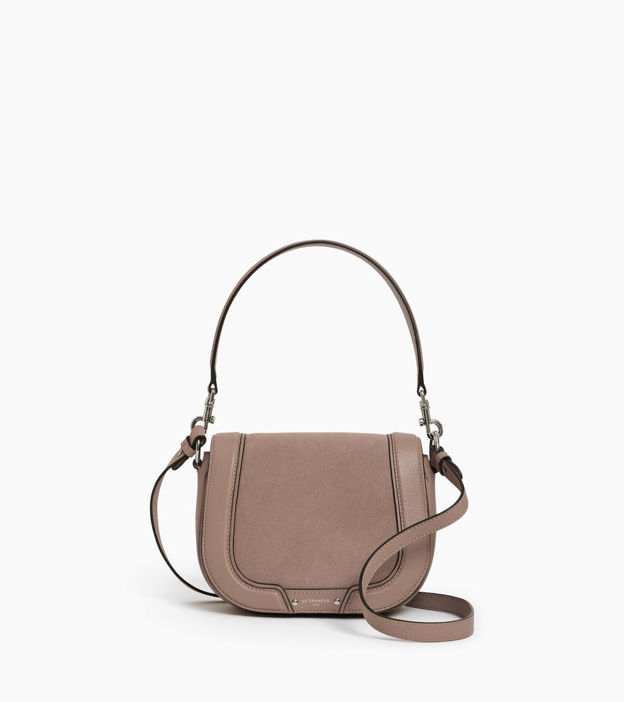 Ella medium crossbody bag in grained leather and nubuck