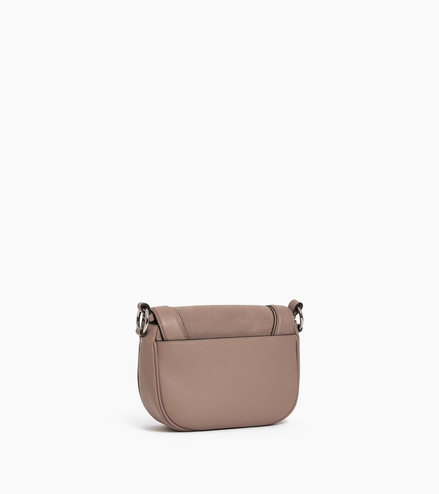 Sac bandoulière moyen modèle Ella en cuir grainé et nubuck