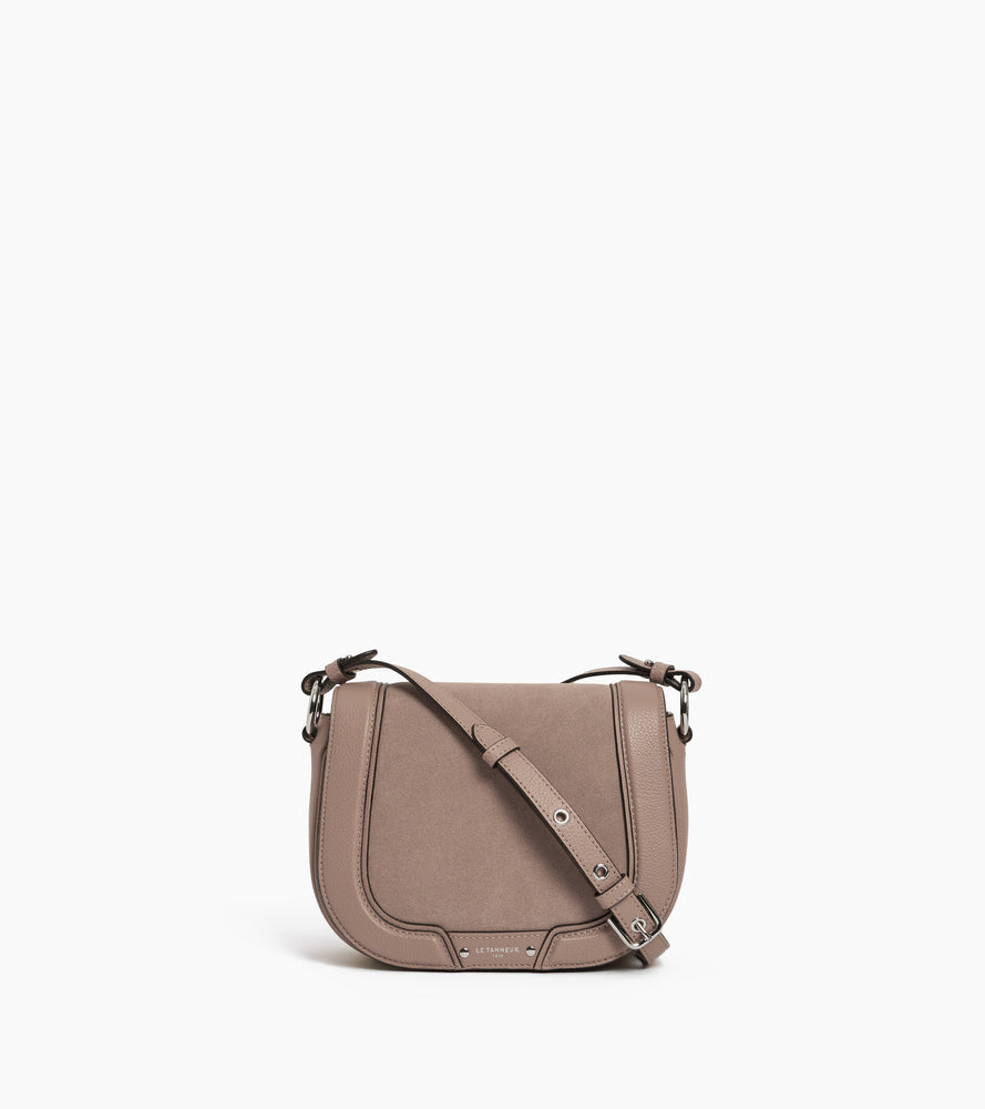 Sac bandoulière moyen modèle Ella en cuir grainé et nubuck