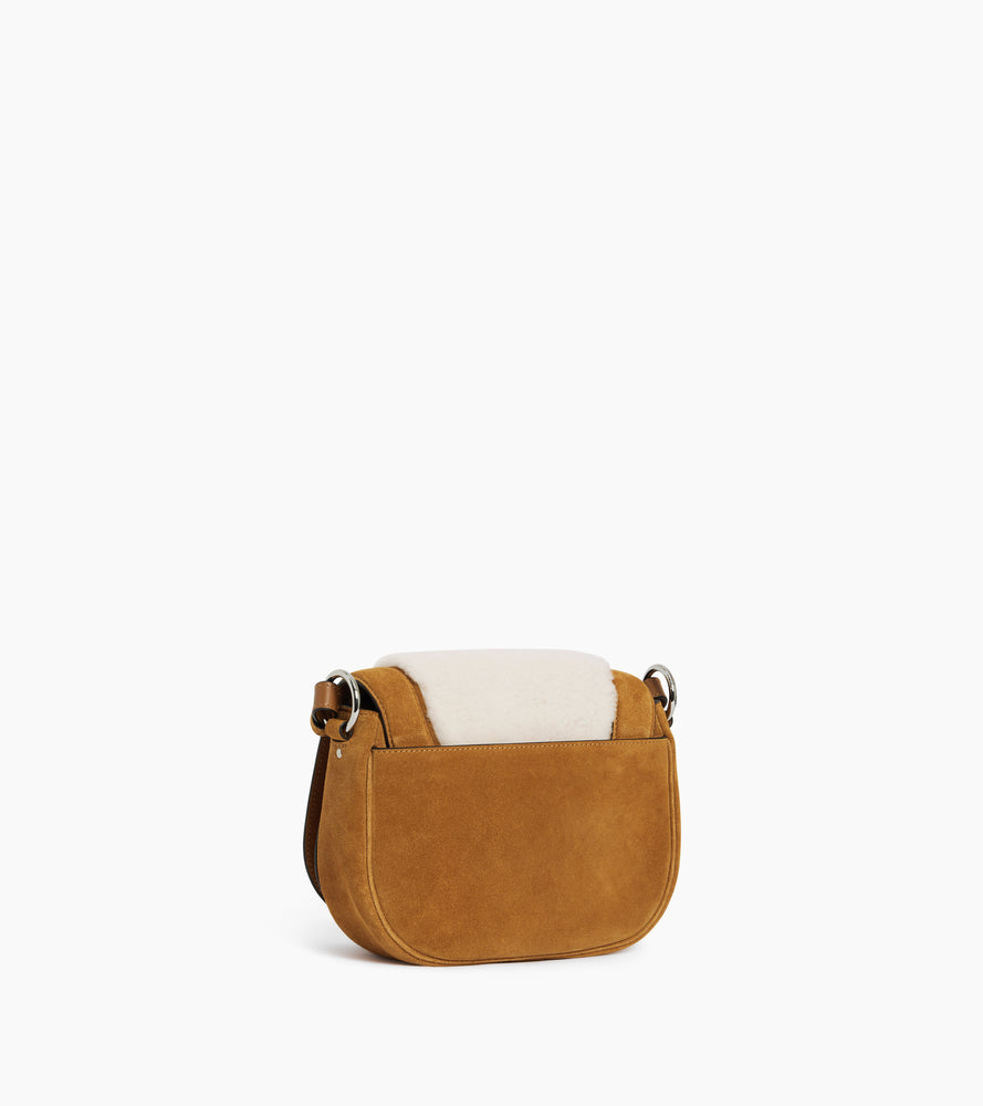 Ella medium shoulder bag in suede and reversed sheepskin