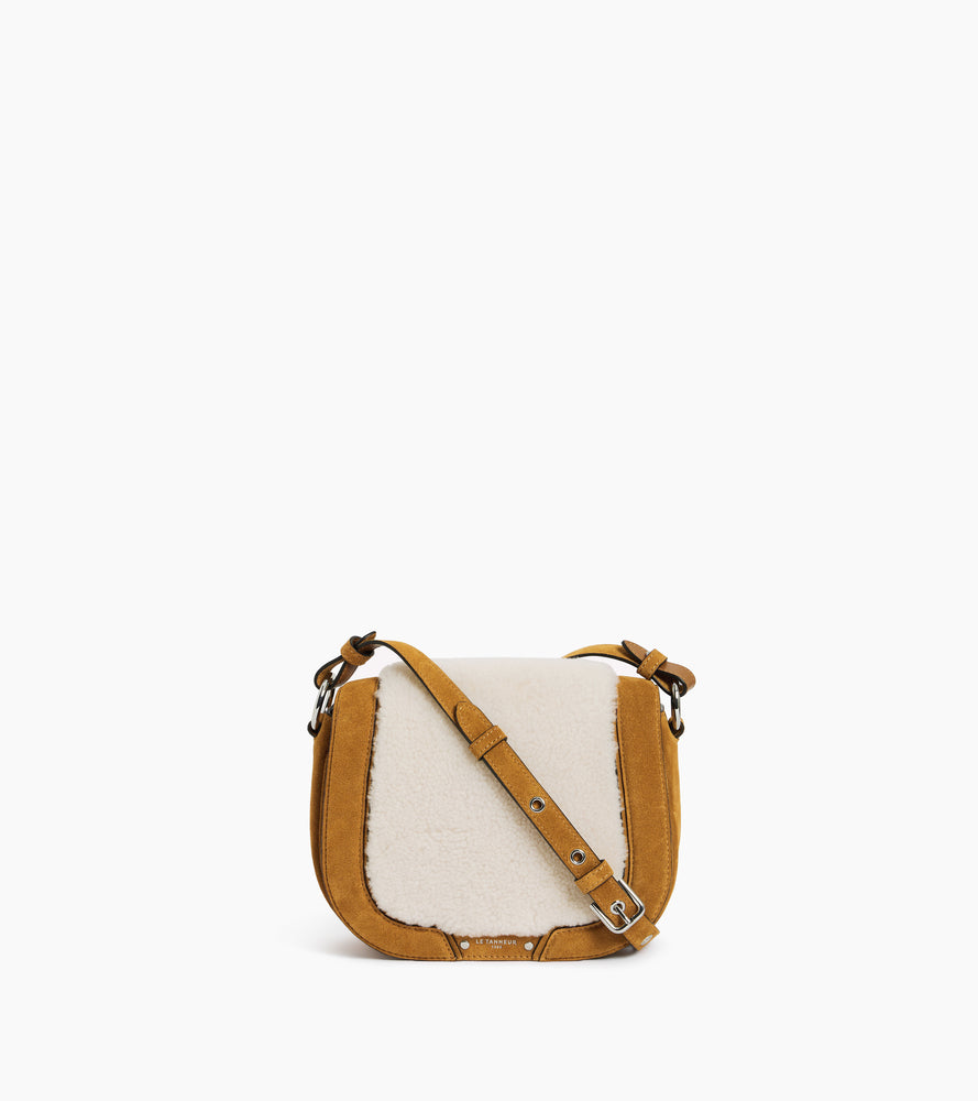 Ella medium shoulder bag in suede and reversed sheepskin