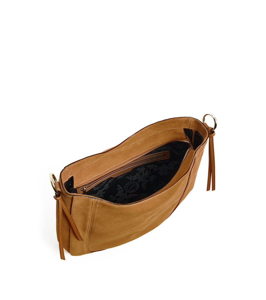 Sac hobo moyen modèle Ella en cuir grainé et nubuck