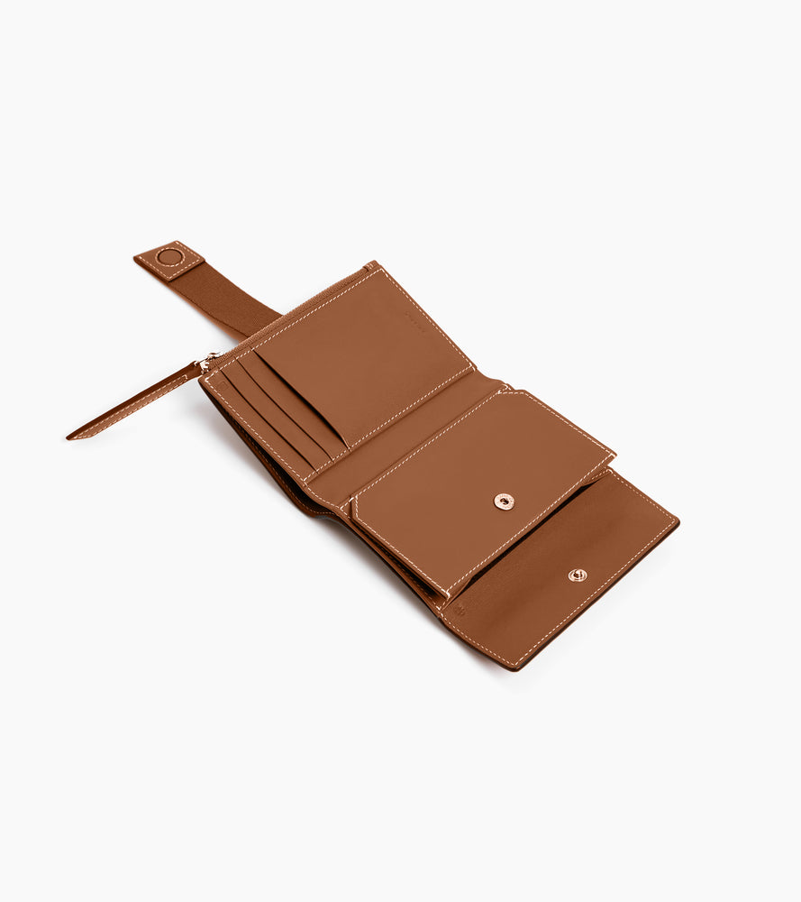 Noah card holder in buffalo grain leather and smooth leather
