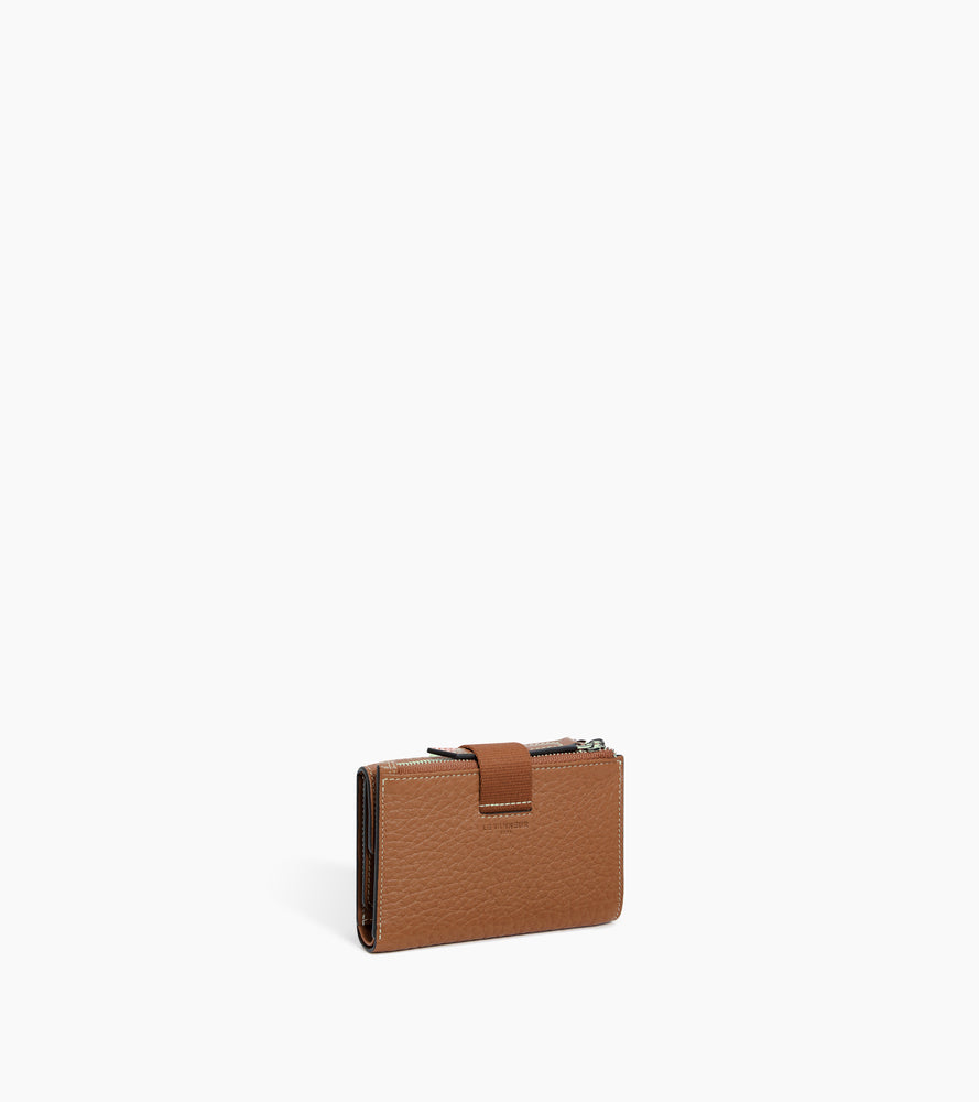 Noah card holder in buffalo grain leather and smooth leather