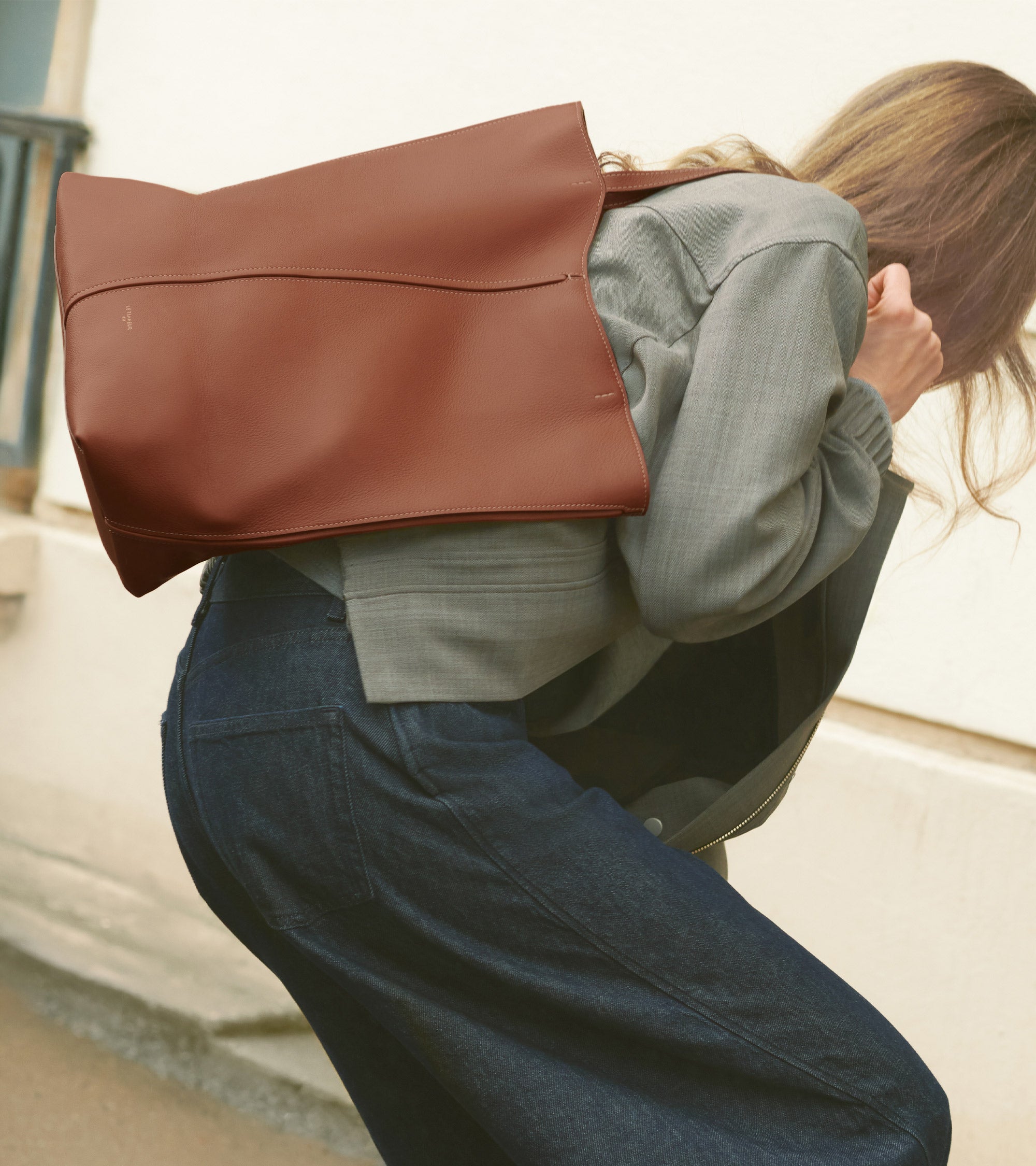 Sac cabas moyen modèle Hortense en cuir grainé double face