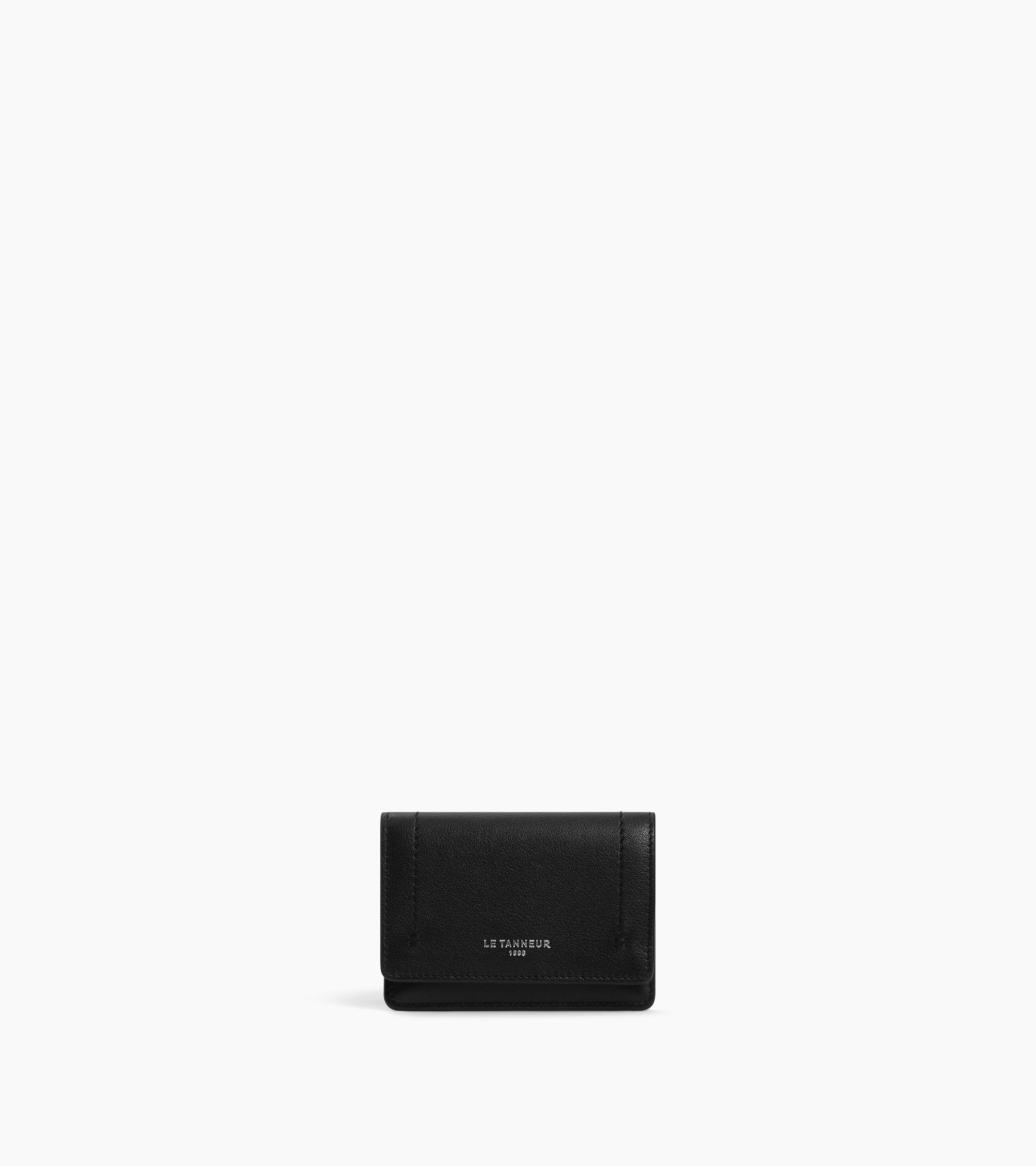 Petit porte cartes à rabat Louison en cuir lisse