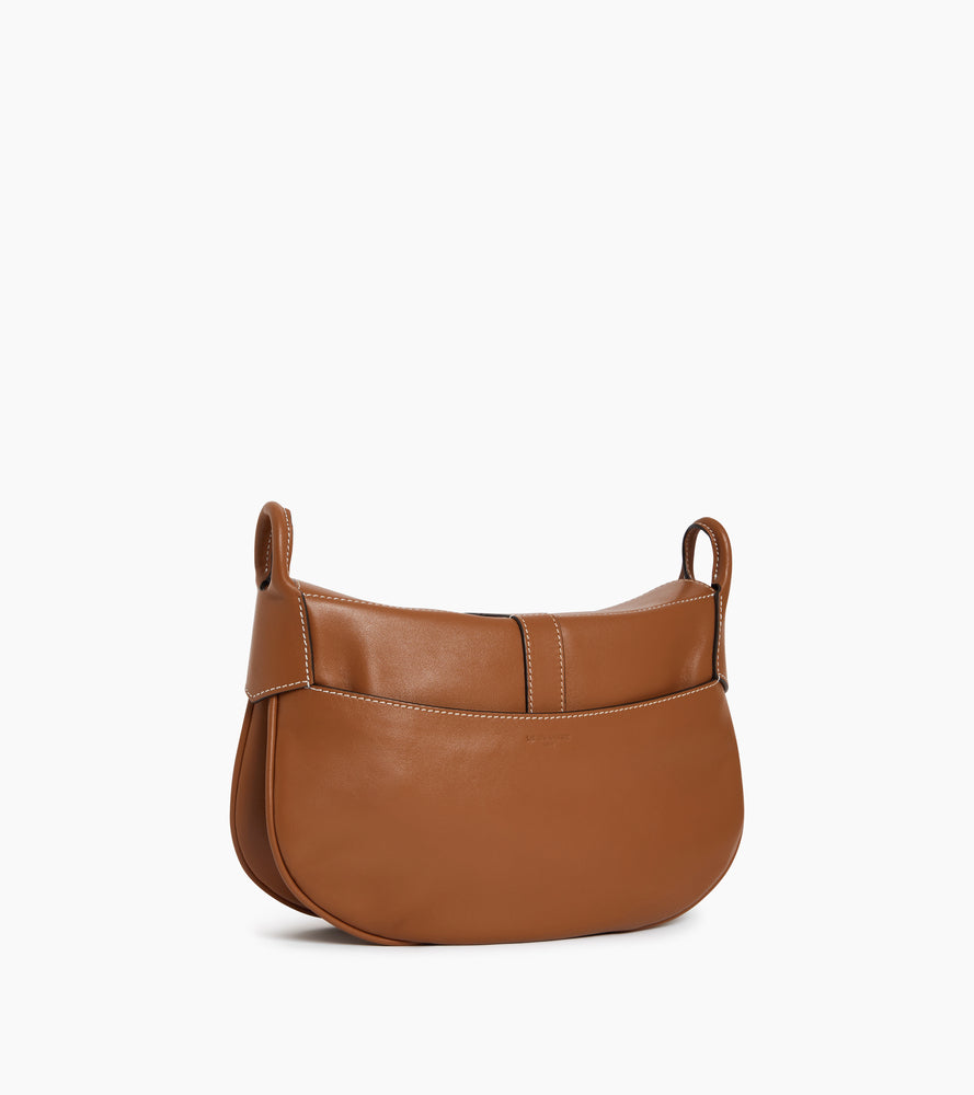 Pia small shoulder bag in smooth leather and reversed sheepskin
