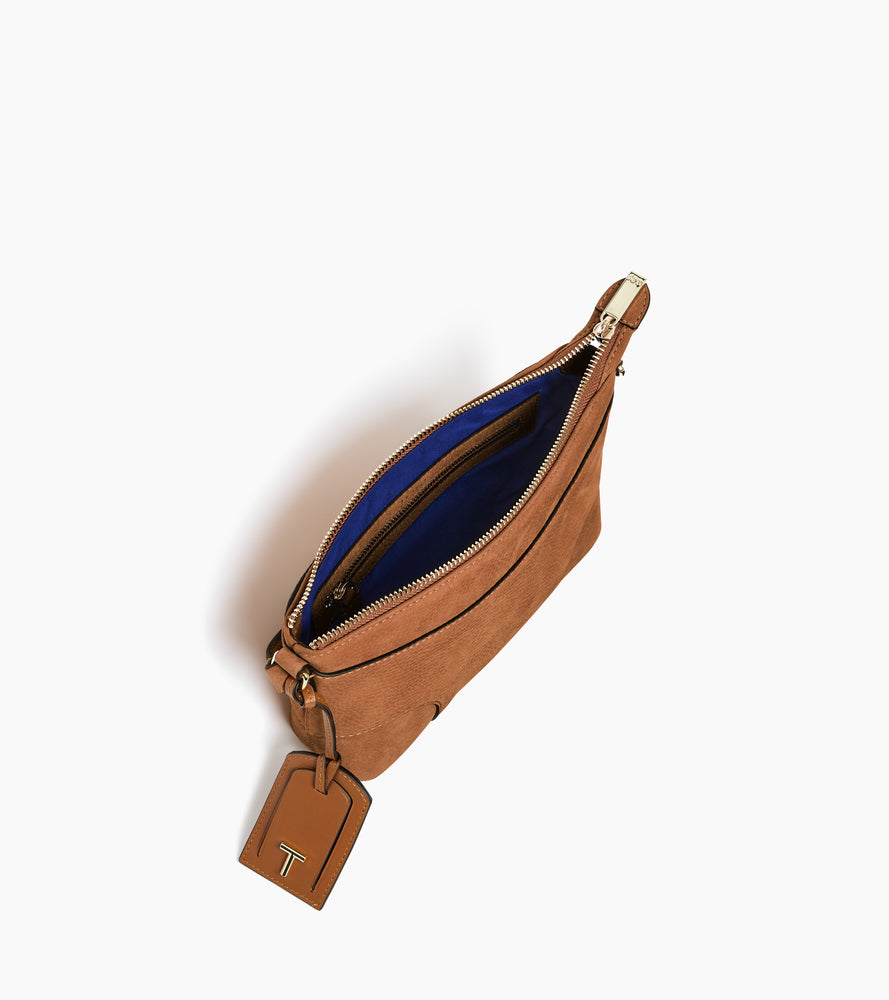 Romy small shoulder bag in grained nubuck leather