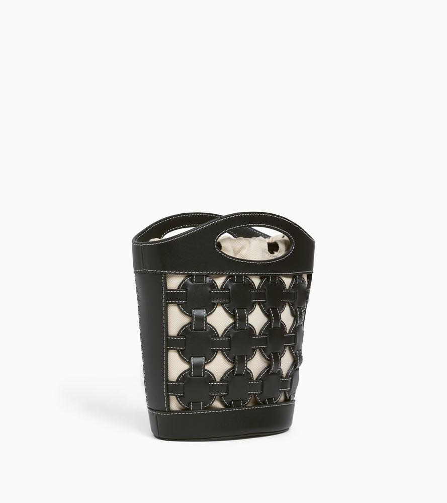 Petit sac seau Le Potier en toile coton et cuir lisse