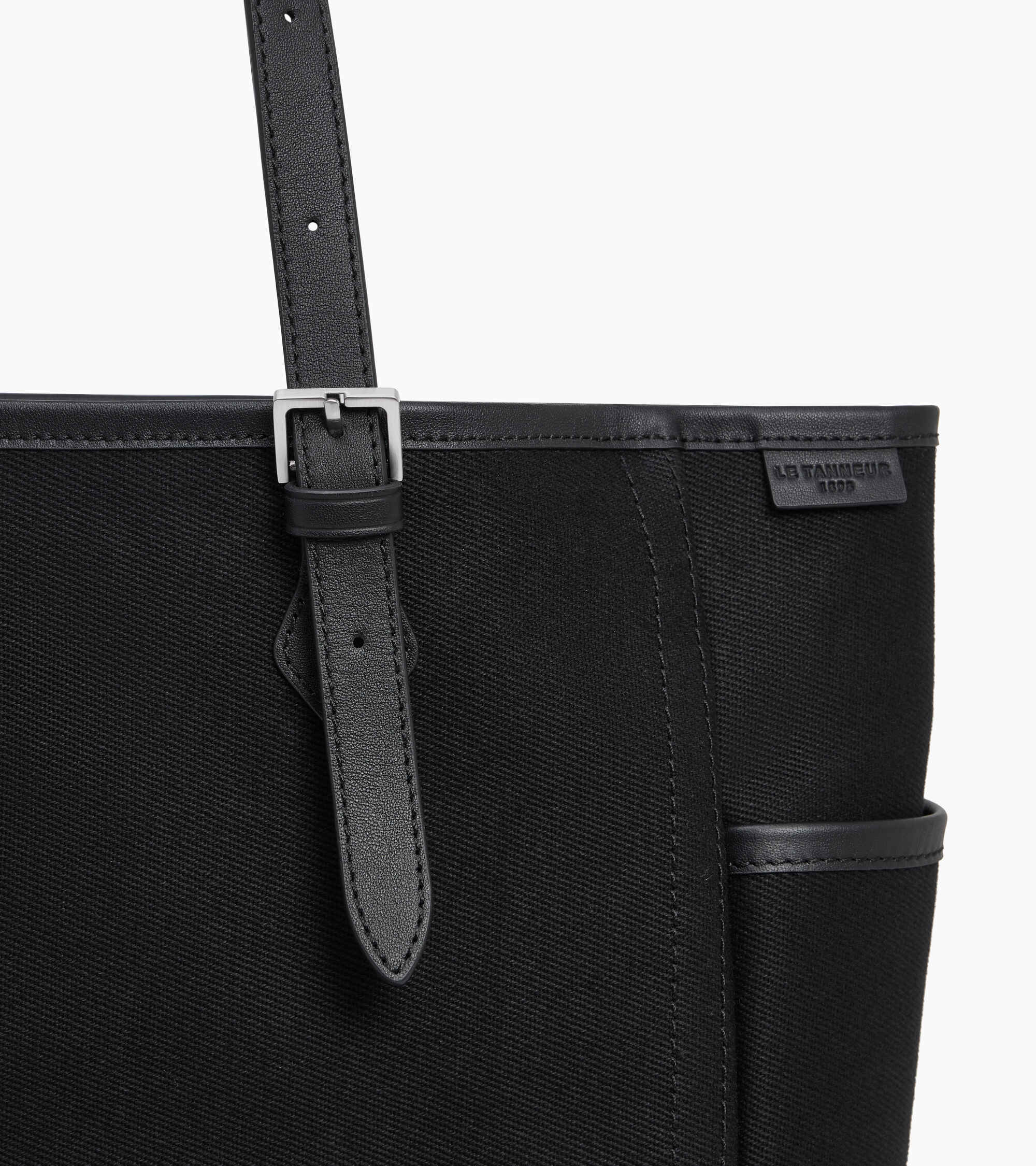 Sac cabas moyen modèle Solveig en toile coton et cuir lisse