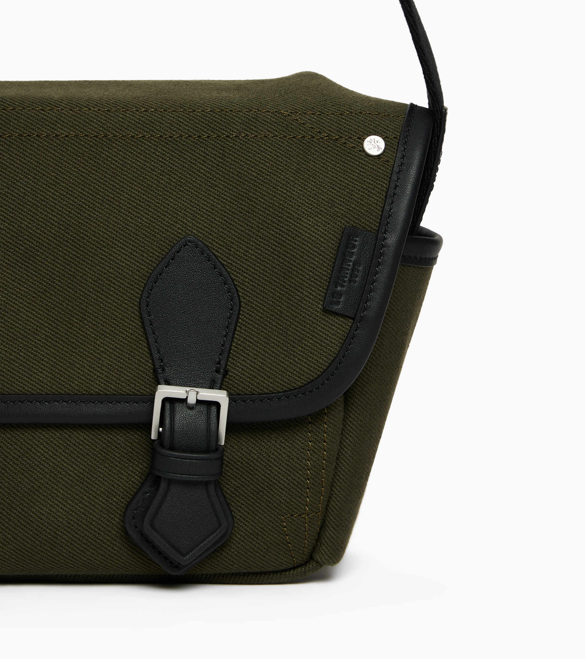 Petit sac bandoulière Solveig en toile coton et cuir lisse